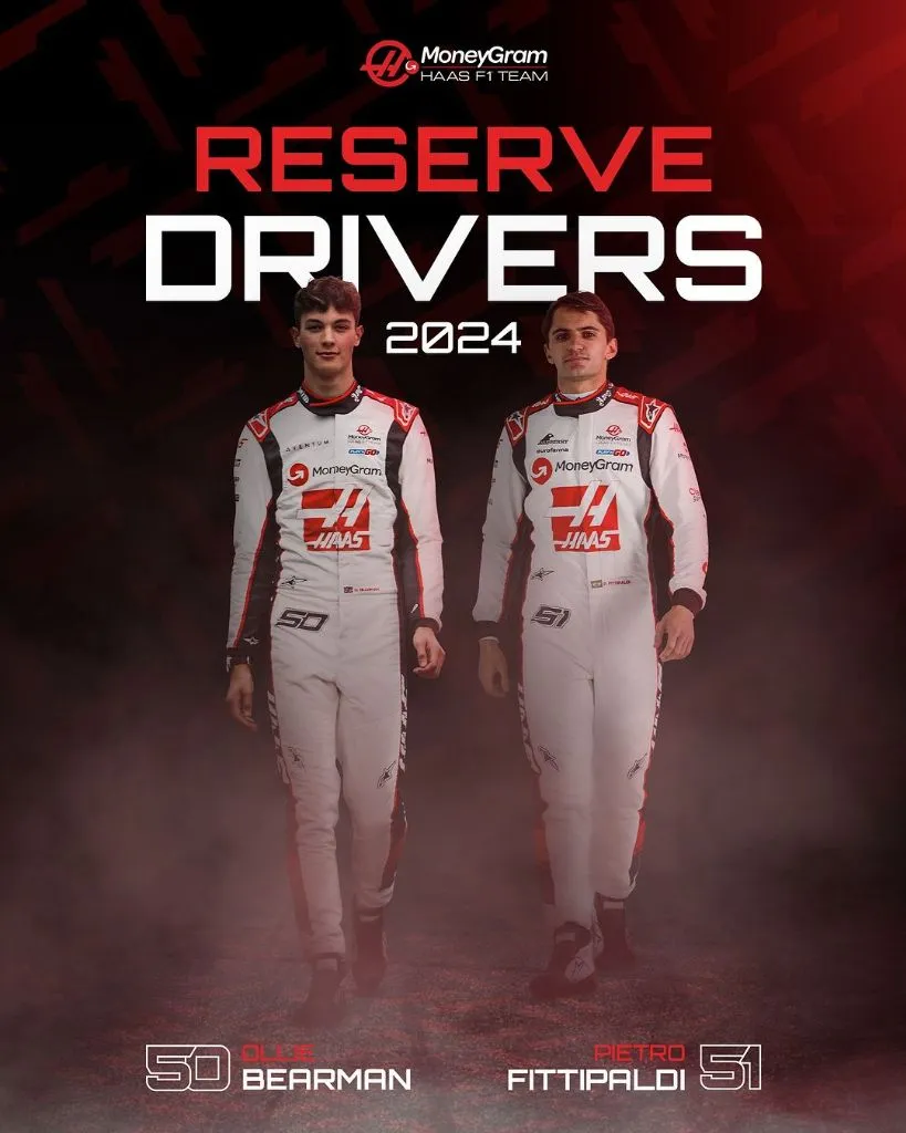 Haas anuncia pilotos reservas para 2024: Oliver Bearman e Pietro Fittipaldi
